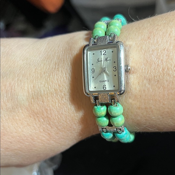 Jean Marc Philippe Silver and Green Watch with Beaded Band. SOME WEAR - Picture 6 of 7